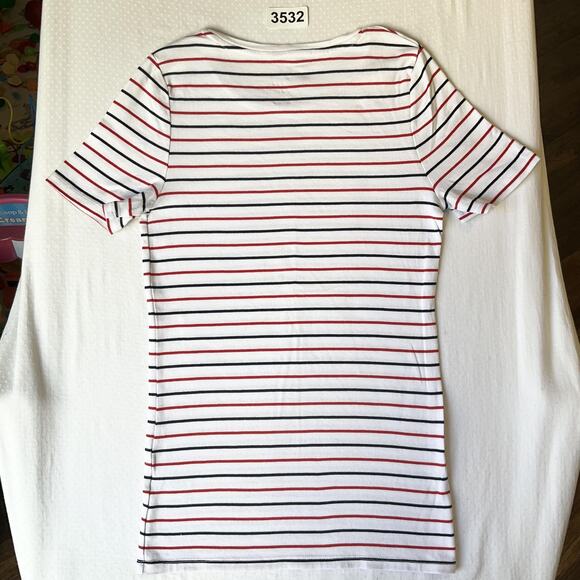 A New Day Women Shirt X-SMALL White Striped Crew Neck Pullover Short Sleeve - Picture 8 of 8